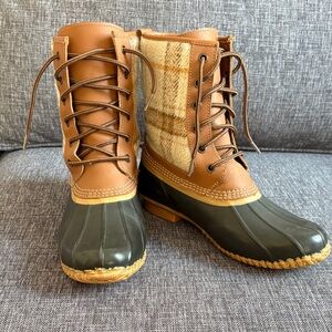 Lands End Brown and Tan Women's Duck Boots Size 8